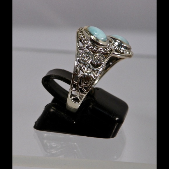 COPY - Beautiful Sterling Silver Dominican Larimar Ring - Picture 2 of 3